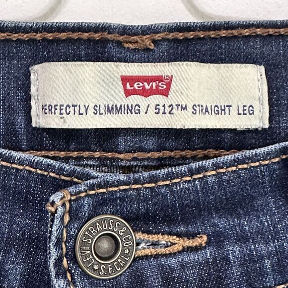 Levis 512 Jeans 10 Short Perfectly Slimming Straight Leg Blue Raw Hem Mid Rise - Picture 4 of 8